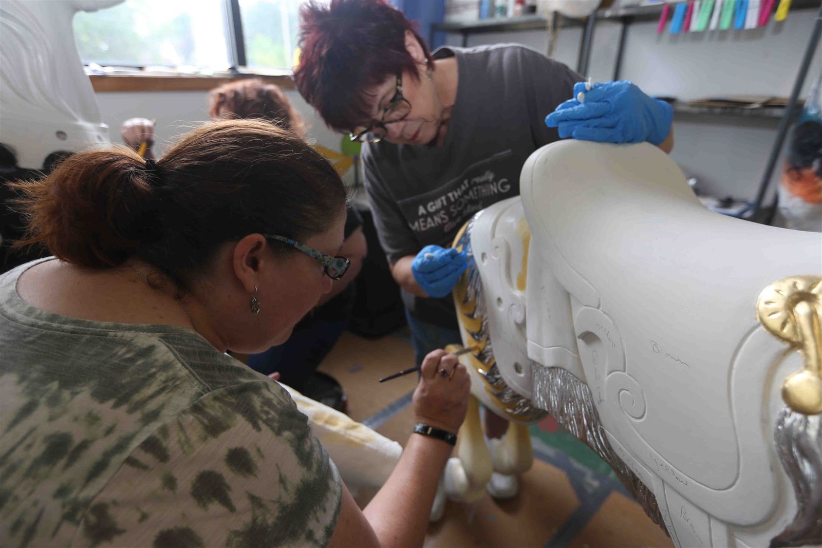 Buffalo Heritage Carousel restoration team's work in progress
